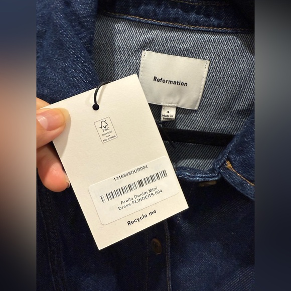 Reformation Arella Denim Mini Dress Blue - Size 4 - Picture 7 of 7